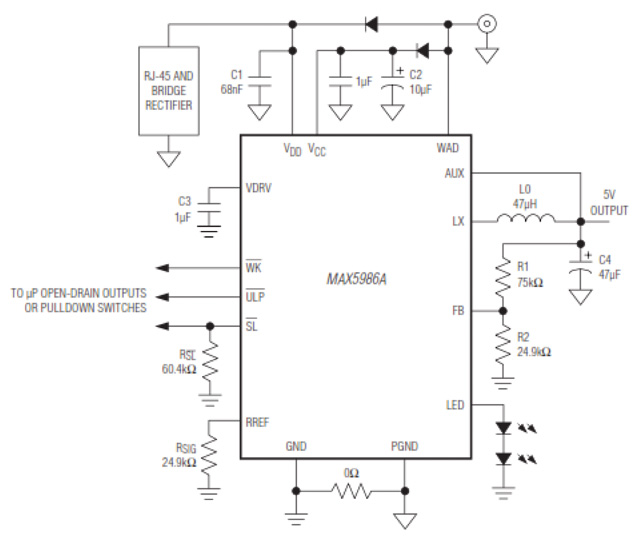 MAX5986B 5 V output with back bias Maxim MAX5986B 5 V output